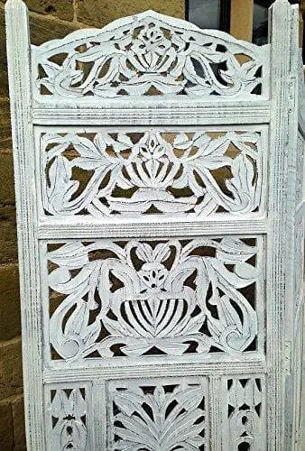4 Panel Handcrafted Wooden Partition Screen Room Divider, Natural Wood Color Wooden Partition Foldable Room Partition Screen Dividers 4 Panels Wooden Partition Room Divider Flooring & Wall Panels Room Partitions - Ouch Cart