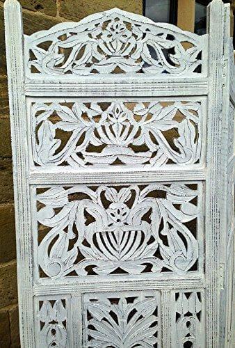 4 Panel Handcrafted Wooden Partition Screen Room Divider, Natural Wood Color Wooden Partition Foldable Room Partition Screen Dividers 4 Panels Wooden Partition Room Divider Flooring & Wall Panels Room Partitions - Ouch Cart