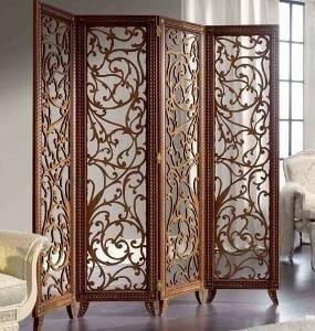 Wooden Partitions - Wood Room Divider Partition for Living Room 4 Panels - Room Separators Screen Panel for Home & Kitchen to be Placed in Zig-Zag - Ouch Cart