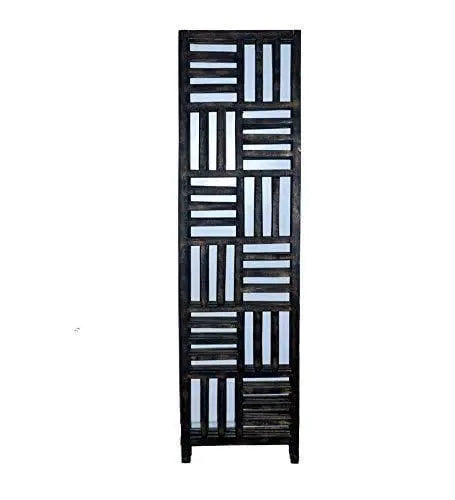 Solid Wood 4 Panel Room Wooden Partition (Brown) for Living Room - Ouch Cart