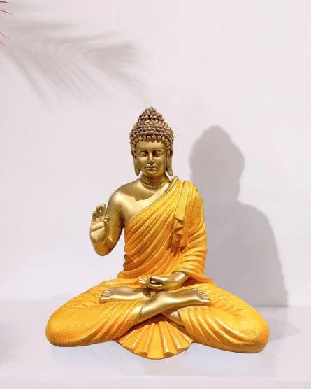 Yellow Polyresin Buddha Sculpture For Home Decoration - Ouch Cart