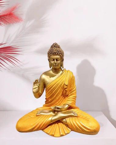 Yellow Polyresin Buddha Sculpture For Home Decoration - Ouch Cart
