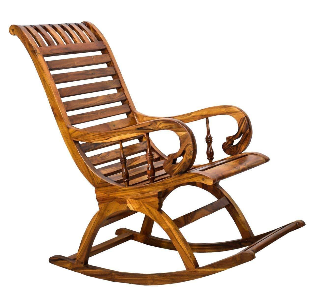 Teak Wood Smart Rocking Chair Natural Teak Finish - Ouch Cart