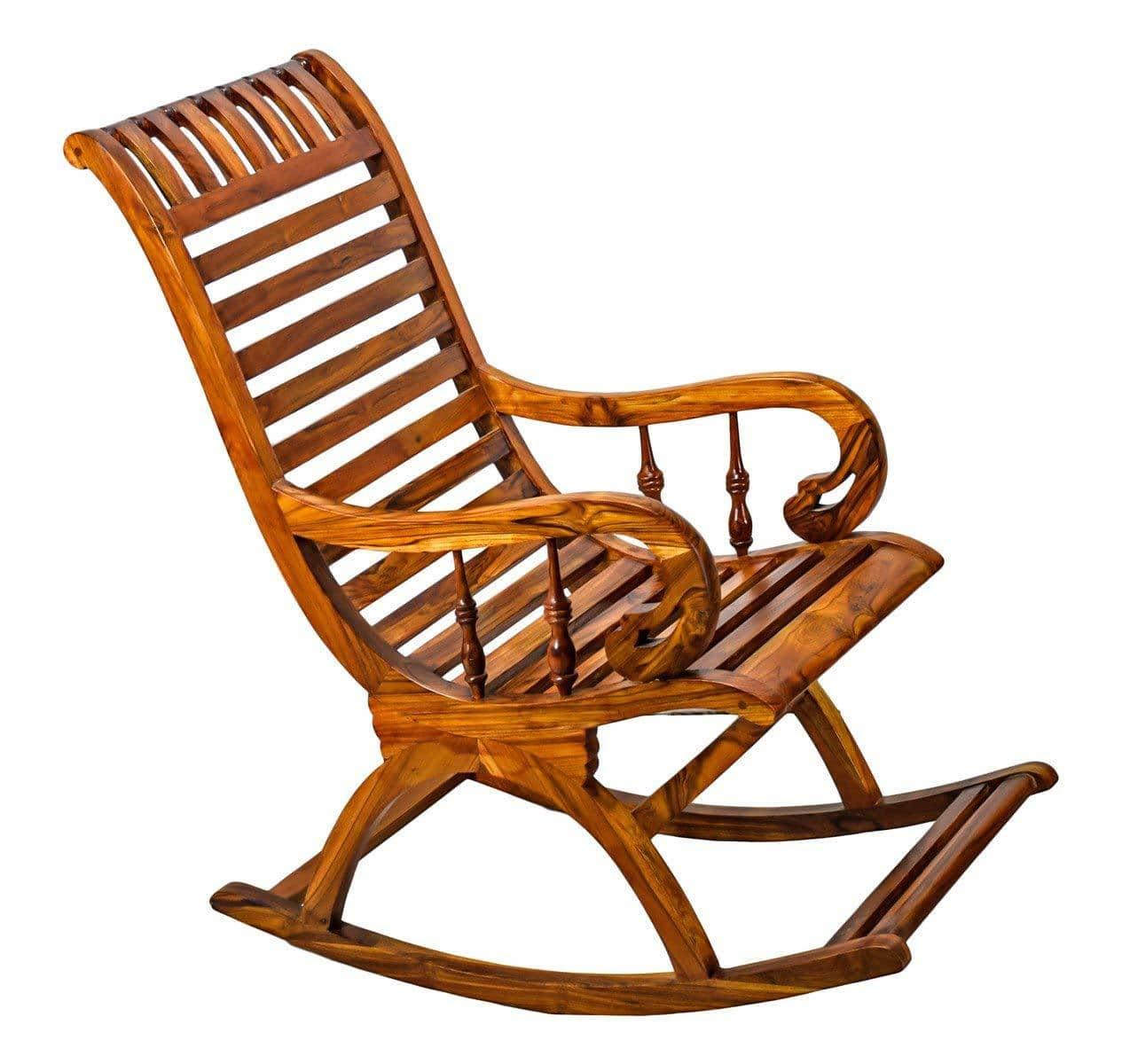 Teak Wood Smart Rocking Chair Natural Teak Finish - Ouch Cart