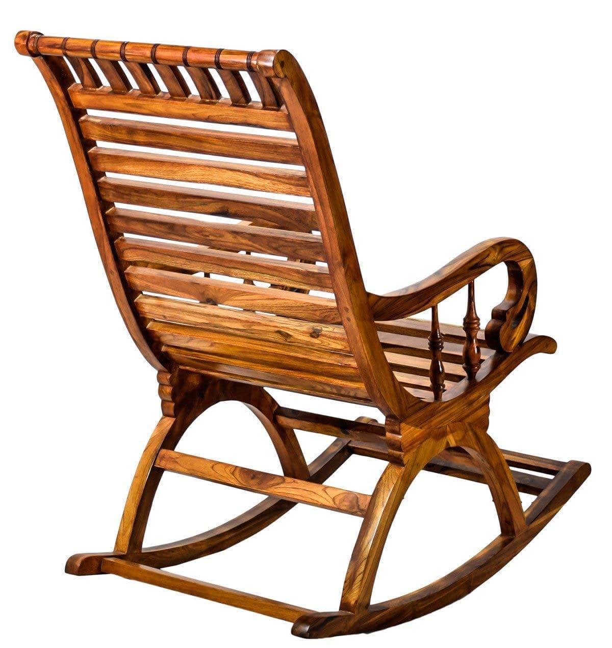 Teak Wood Smart Rocking Chair Natural Teak Finish - Ouch Cart