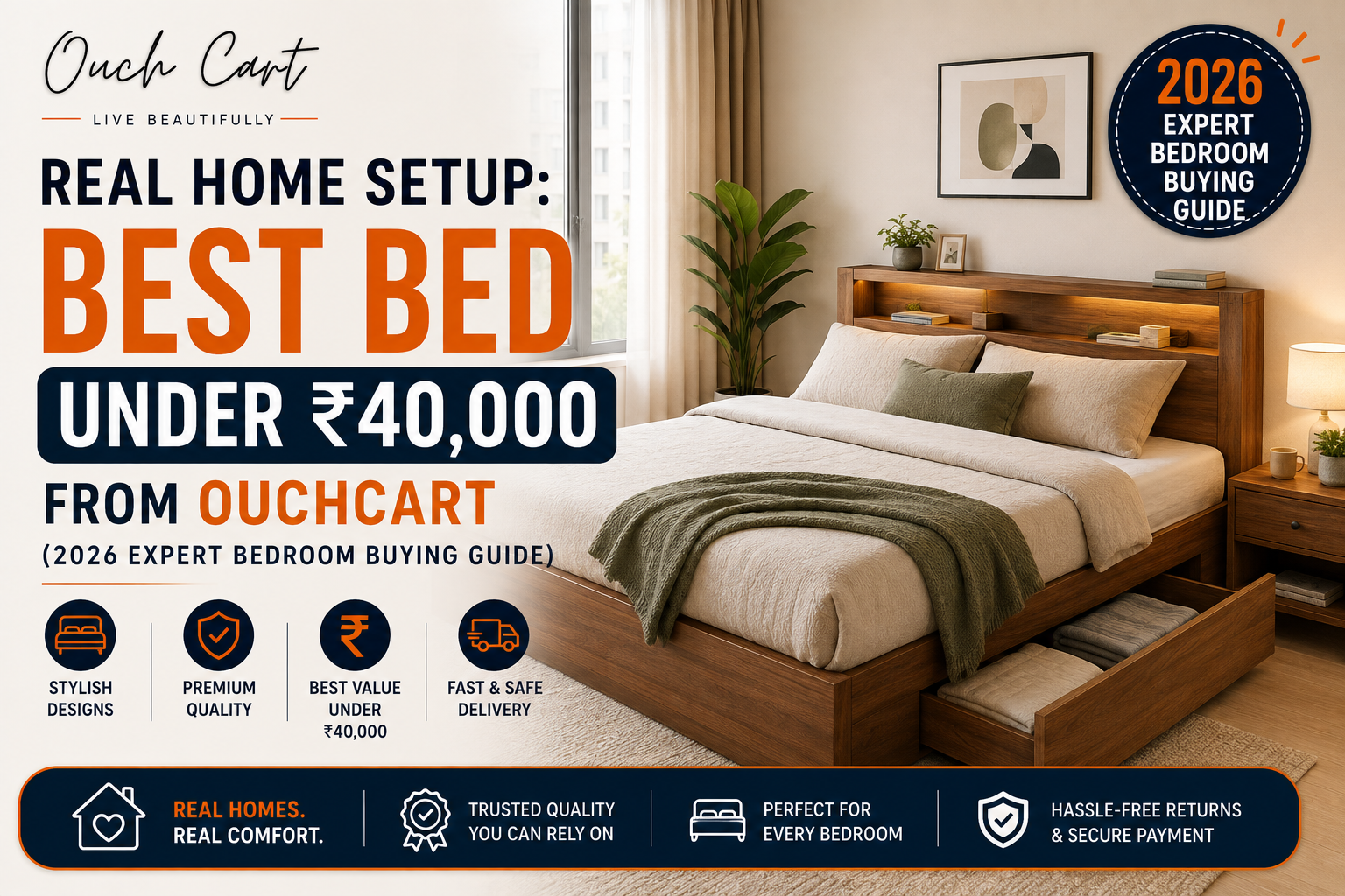 Real Home Setup: Best Bed Under ₹40,000 from OuchCart (2026 Expert Bedroom Buying Guide)
