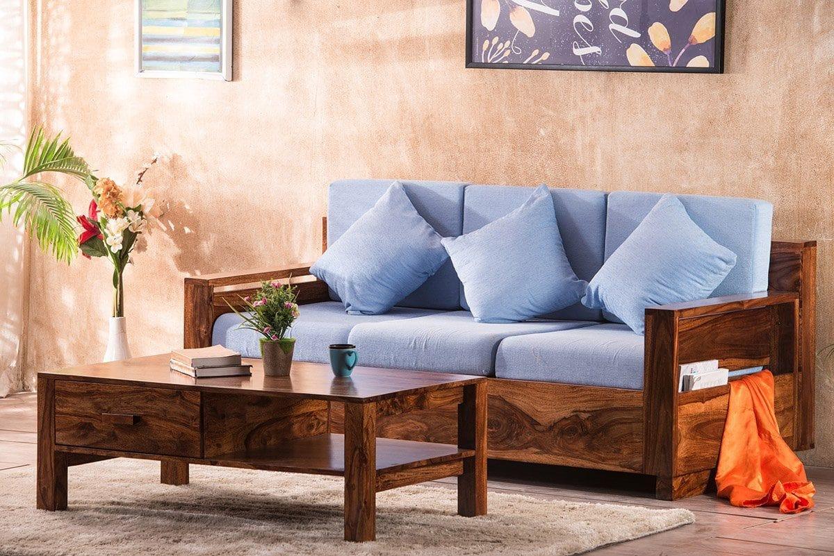 3 seater wooden sofa