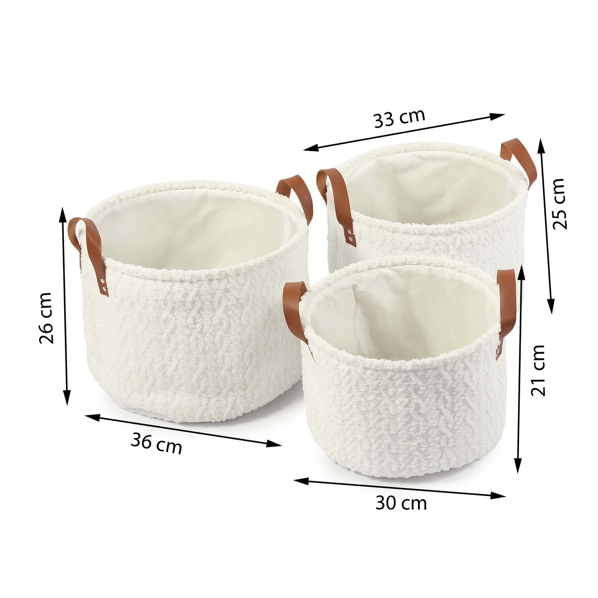 Leni Ivory Basket set of 3
