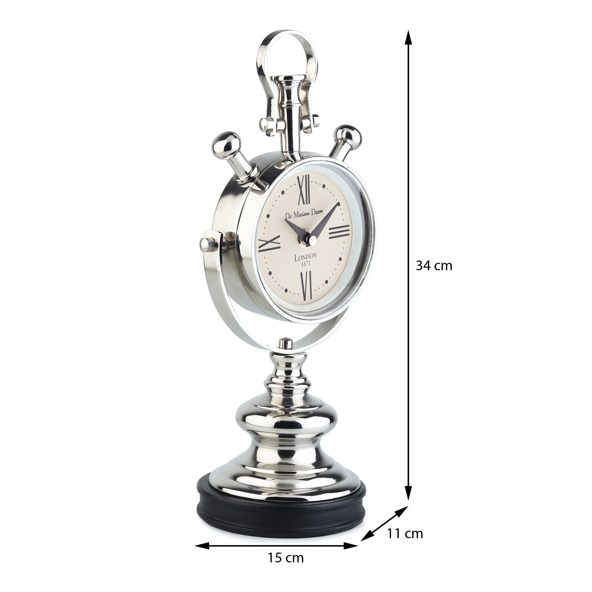 Aristotime Table clock in Silver - OUCHCART | Table clock