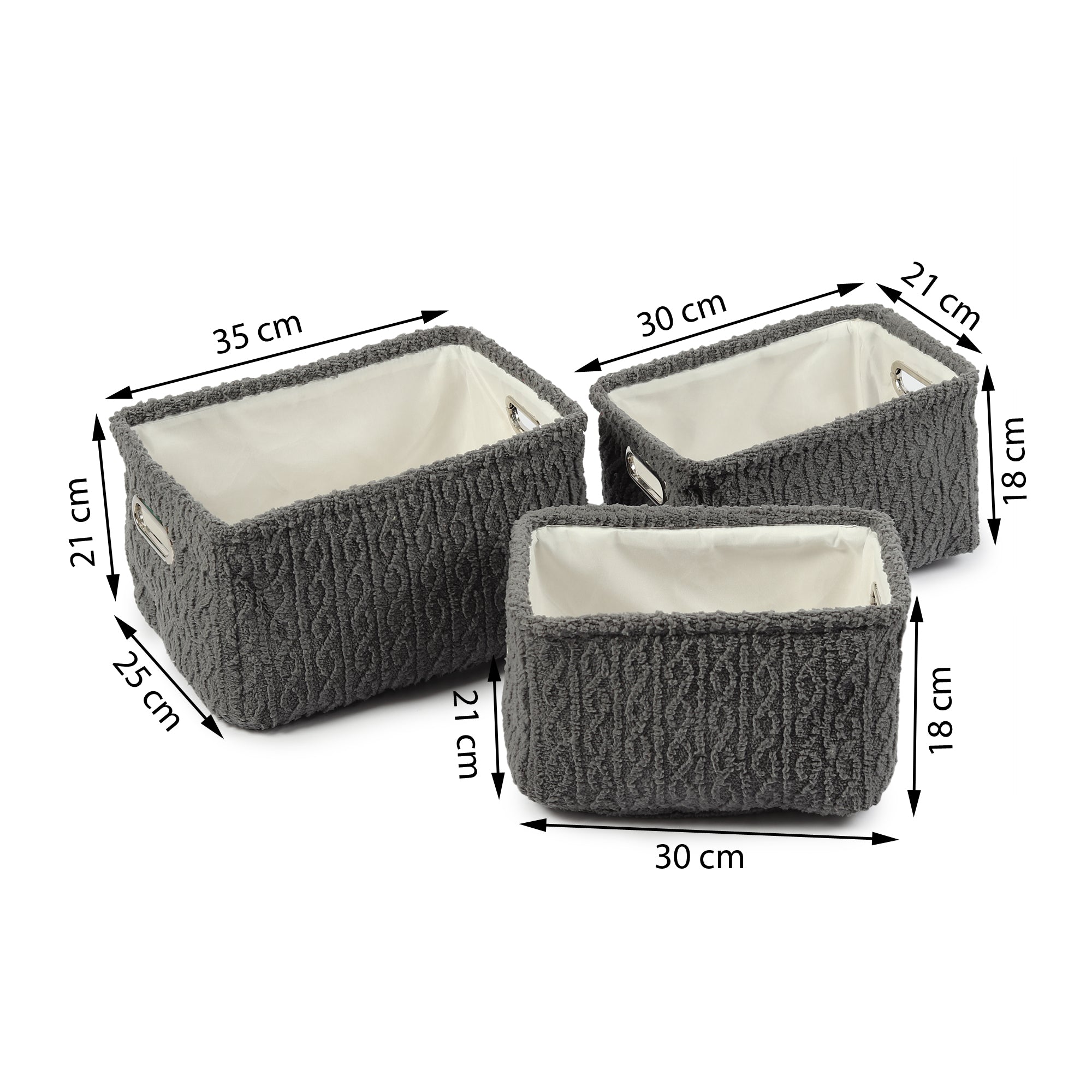 Warm Whirl Ash Grey Basket set of 3