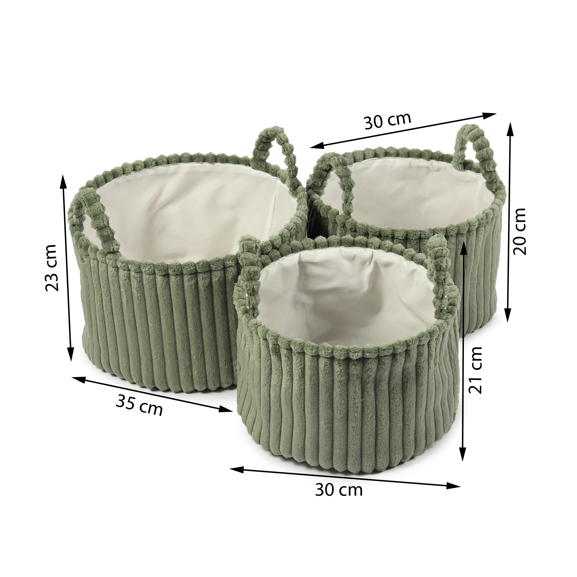 Cloud weave cloth basket Squashy Green Set of 3