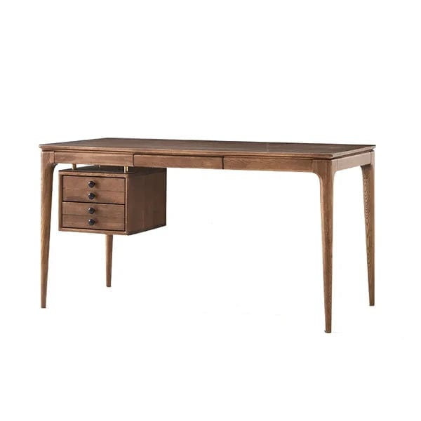 Ronald Modern Walnut Ash Wood Writing Desk Home Office Desk with 5 Drawers