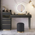 Lifewit Vanity Desk Set with Mirror and Lights, Black Makeup Dressing Table with 6 Drawers & Stool, Adjustable Brightness, Suitable for Bedroom/Bathroom, Wooden Frame