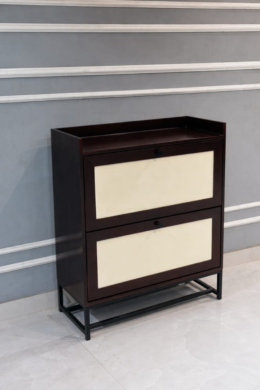 Modern Wooden Shoe Rack with Multi-Tier Flip Shelves | Space-Saving Storage Unit