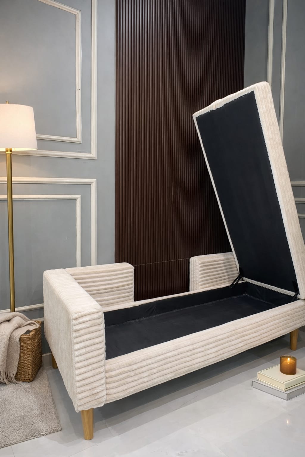 Upholstered Flip Top Storage Bench