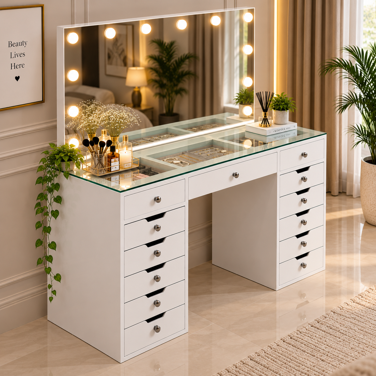 Aleksi Dressing Table with Mirror