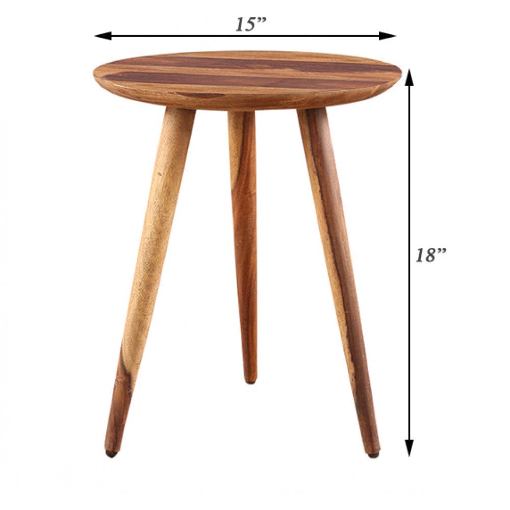 Solid Sheesham Wood Tripod End Table | Stool | Side Table | Corner Table | Sofa Side Table (Honey)