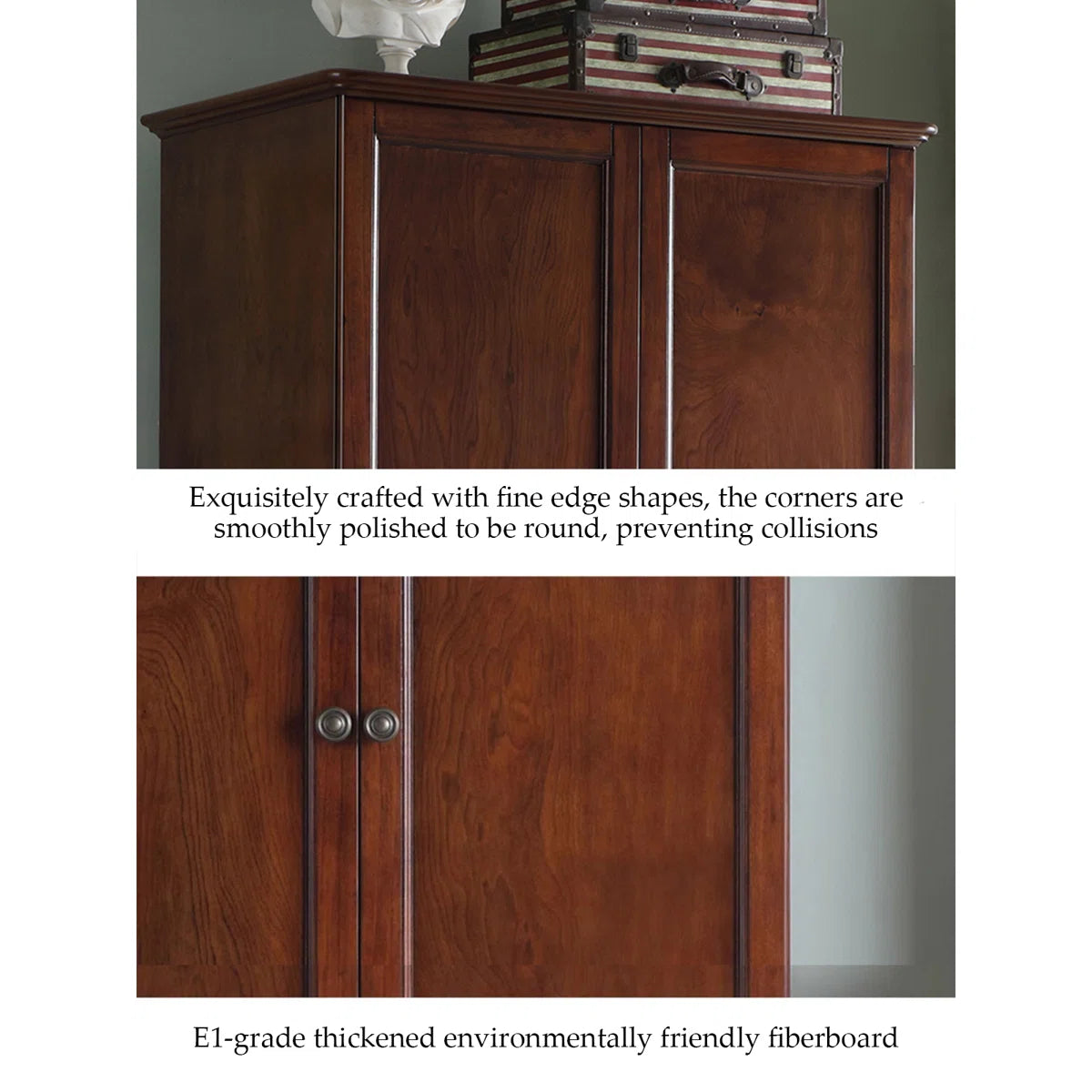 Rubber Wood Wardrobe – American-Style Wooden Closet for Bedroom