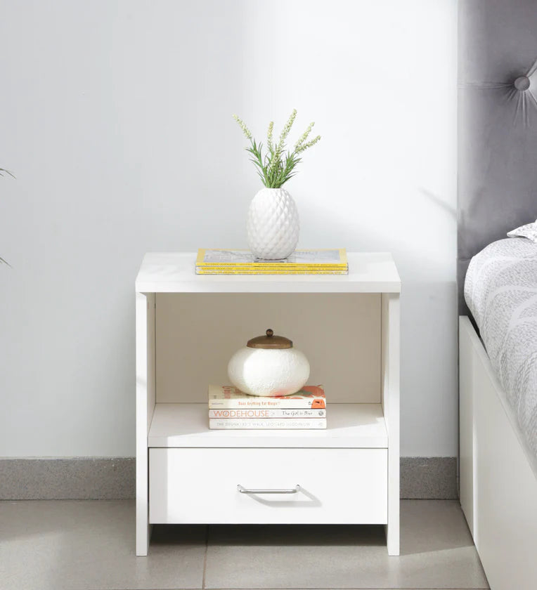 Bedside Table In Frosty White Finish