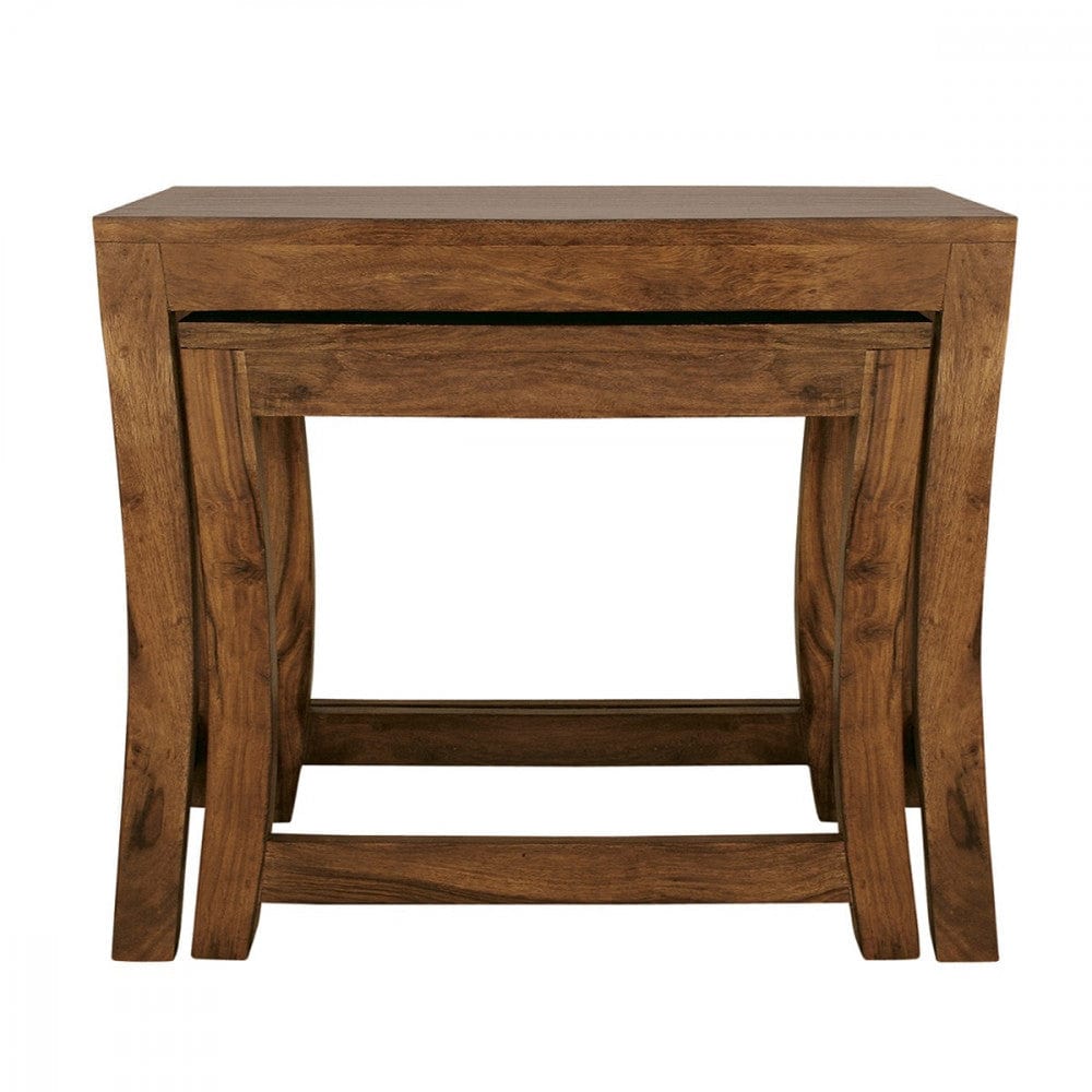 Solid Sheesham Wood Nested Tables In Honey Finish