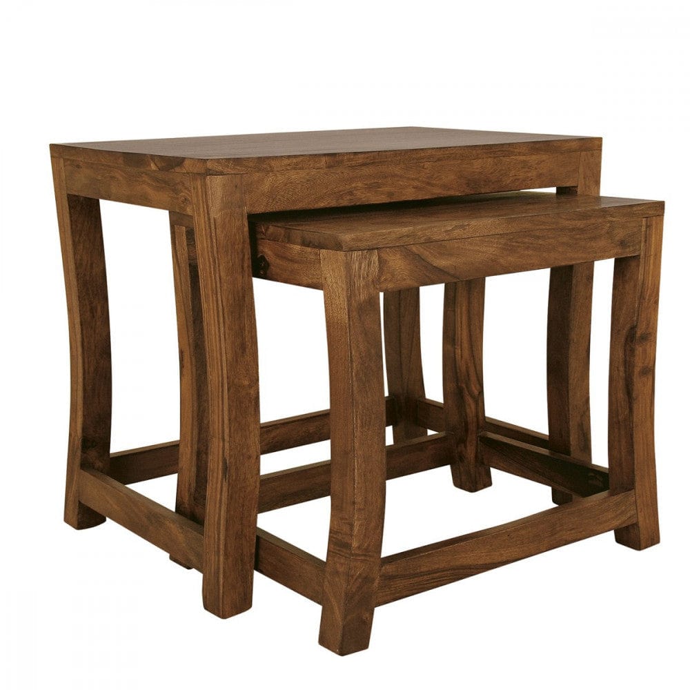 Solid Sheesham Wood Nested Tables In Honey Finish