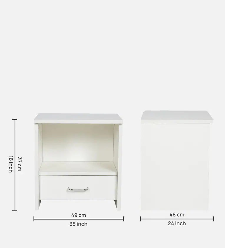 Bedside Table In Frosty White Finish