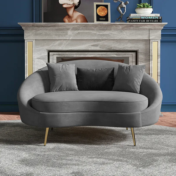 Velvet Curved Sofa Toss Pillow Included