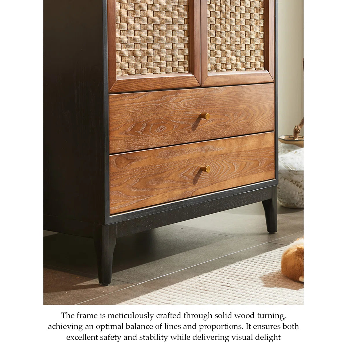 Retro Mid-Century Wardrobe – Solid Wood Bedroom Armoire with Classic Design-OUCH CART |Wardrobe 