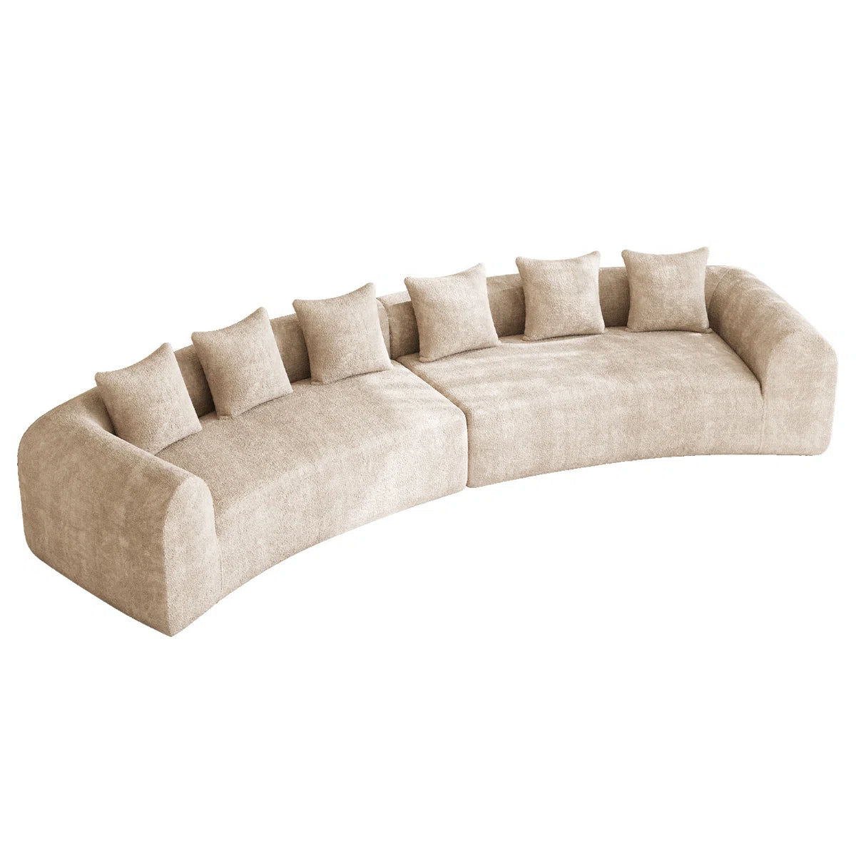Curved Sectional Sofa with 6 Pillows – Modern Chenille Fabric Modular Couch