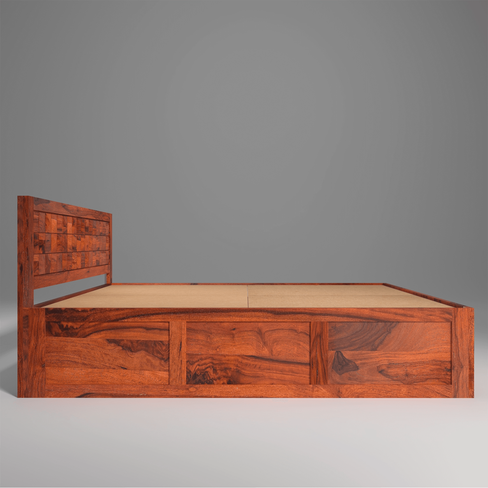 Pluto Sheesham Solid Wood King Size Bed with Storage