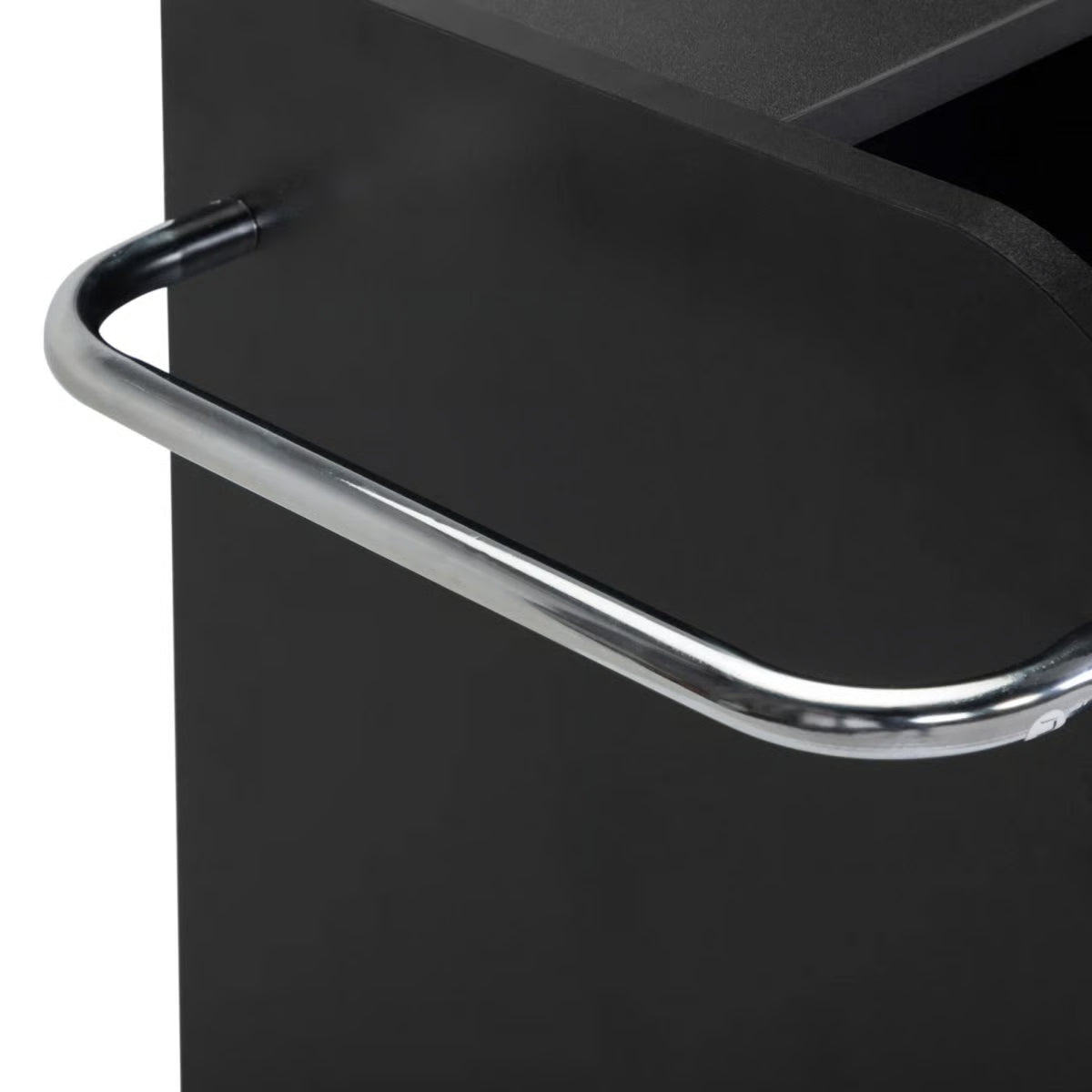 17.75" Modern Italian Beauty Storage Cabinet – Hairdressing Cart with 2 Hair Dryer Holders, Black