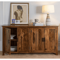 Canberra Sheesham Wood Four Door Storage Cabinet 172x45x90 CM (Honey Finish)