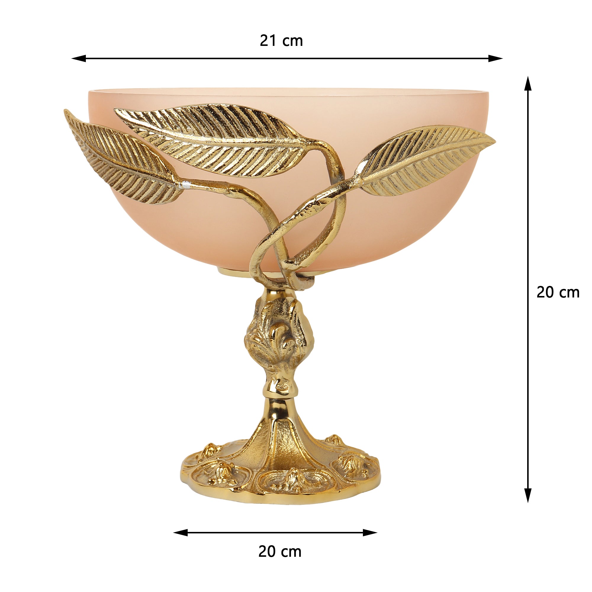 Verdant Elegance Glass Bowl in Peach and Gold