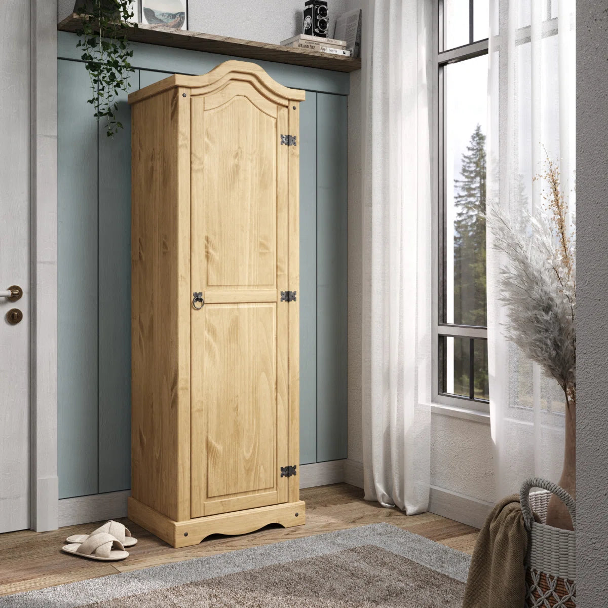Brannick Solid Wood Wardrobe Armoire Functional and Stylish Bedroom Furniture-OUCH CART | Wardrobe 