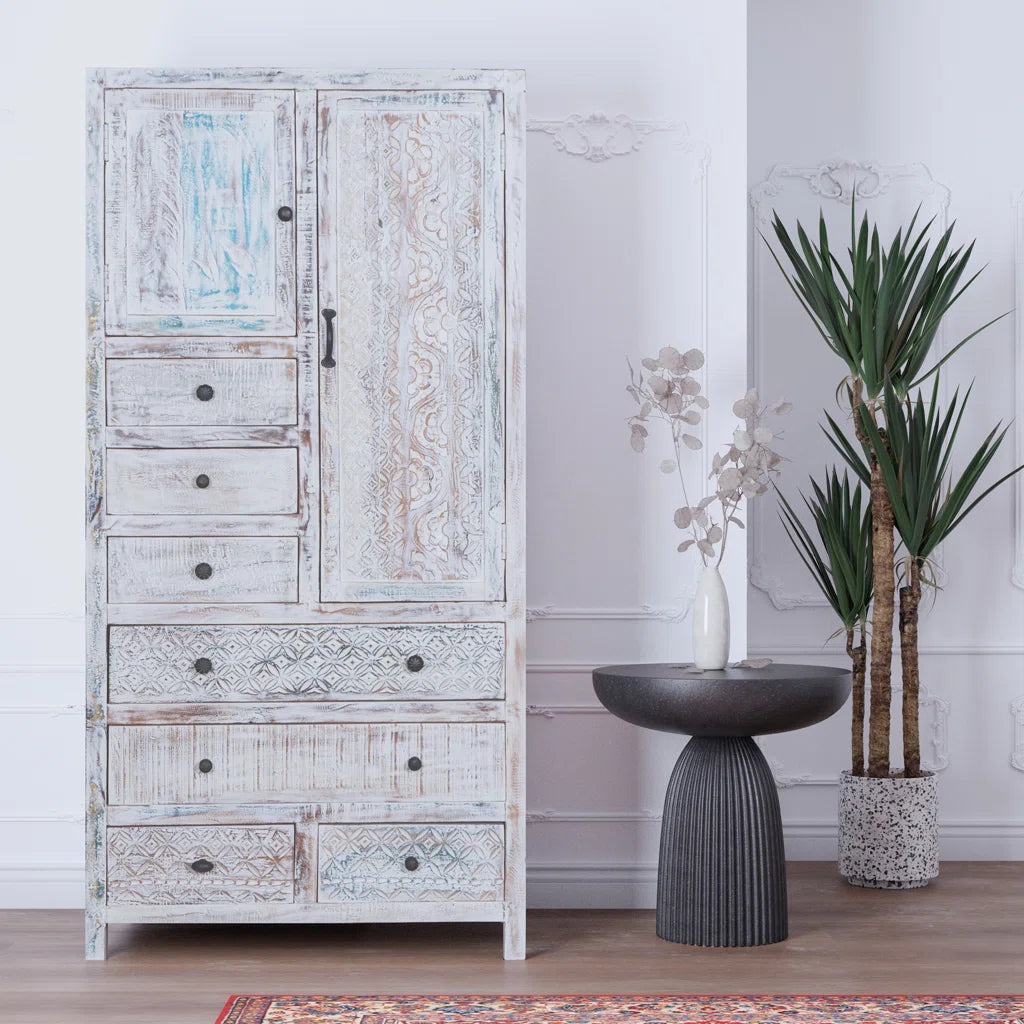 Eilidhi Wooden Armoire Solid Wood Wardrobe Stylish Bedroom Furniture-OUCH CART | Wardrobe