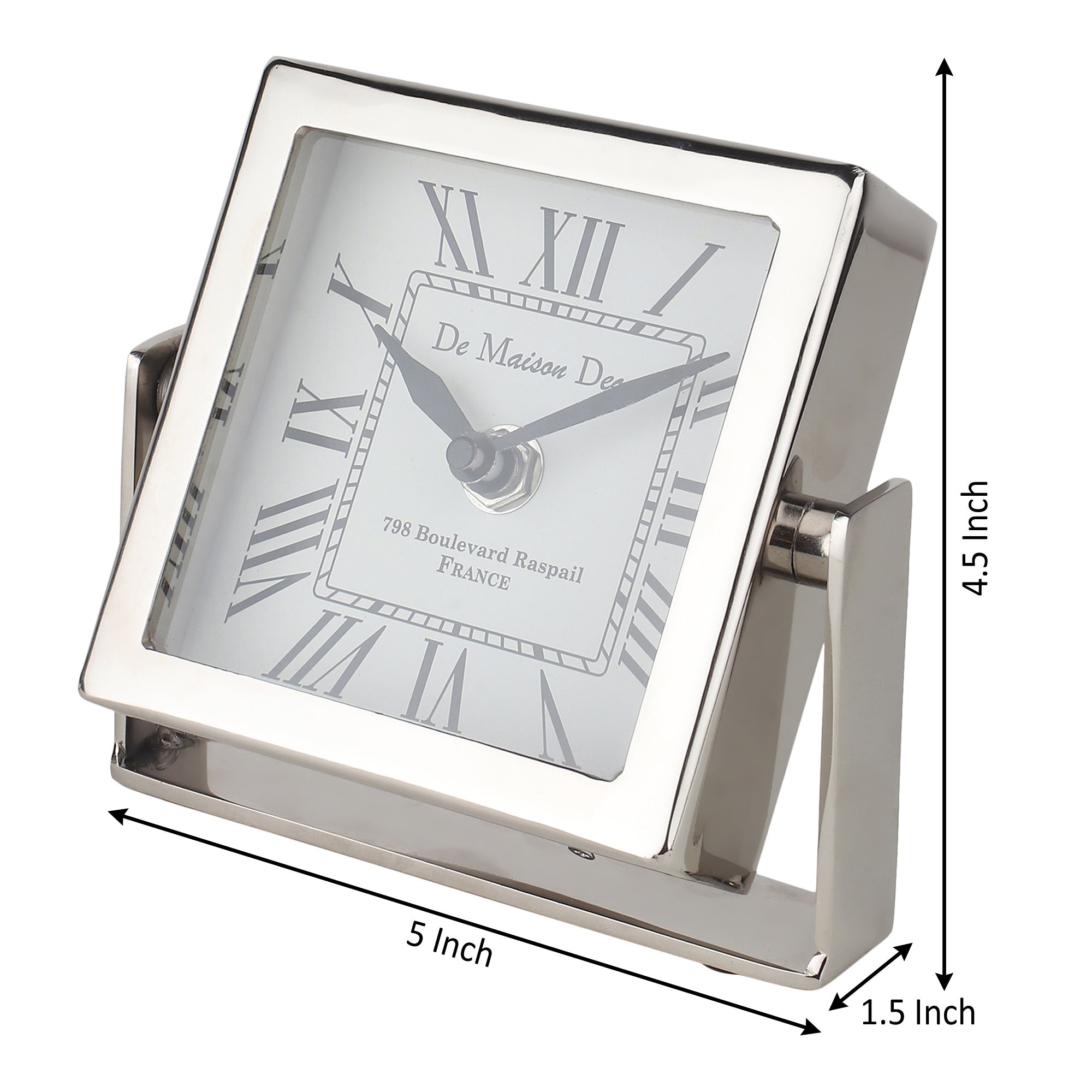 Time's Canvas - The Table Clock ( Medium ) In Silver