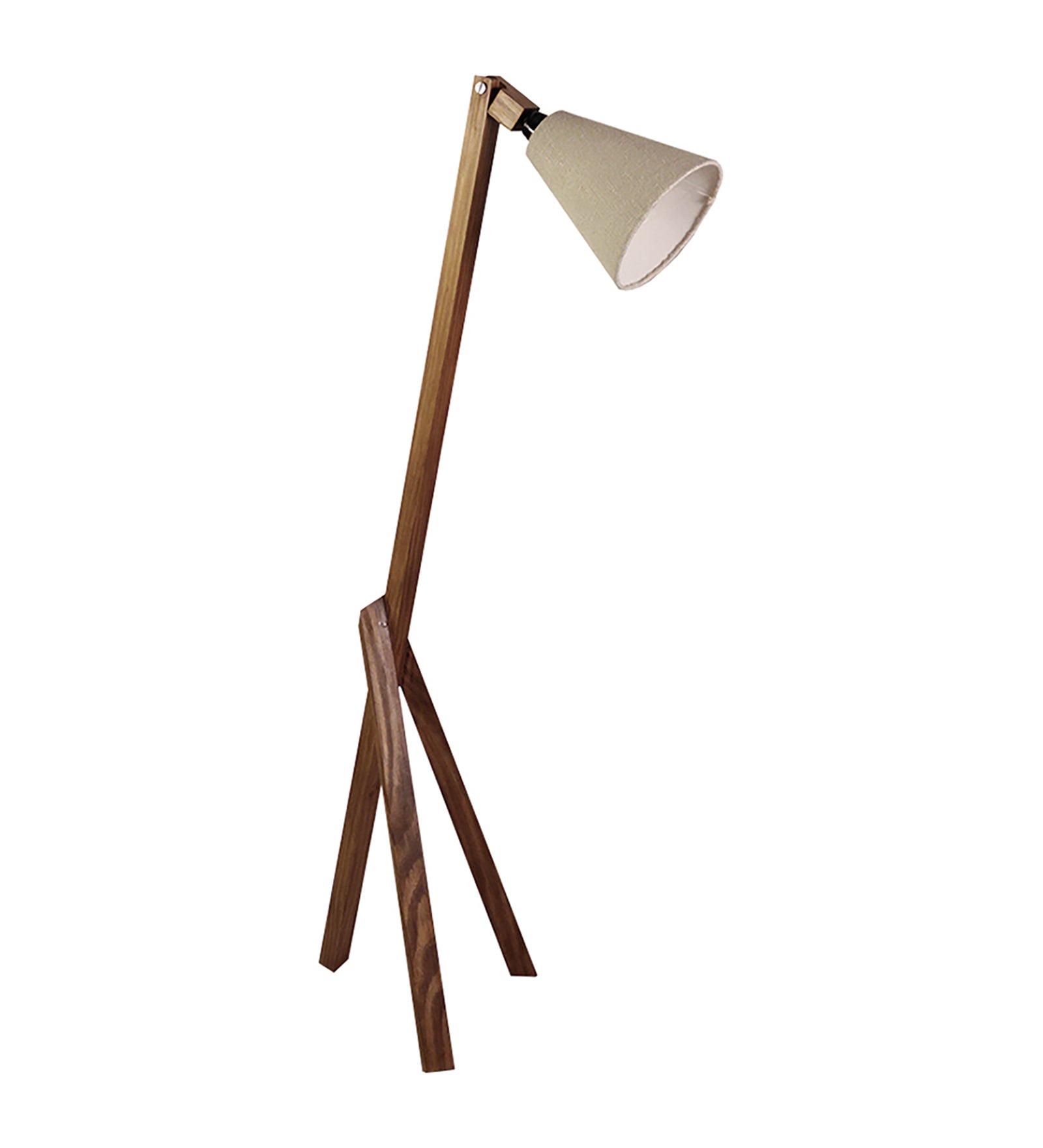 Melman Wooden Floor Lamp with Brown Base and Beige Fabric Lampshade (BULB NOT INCLUDED)