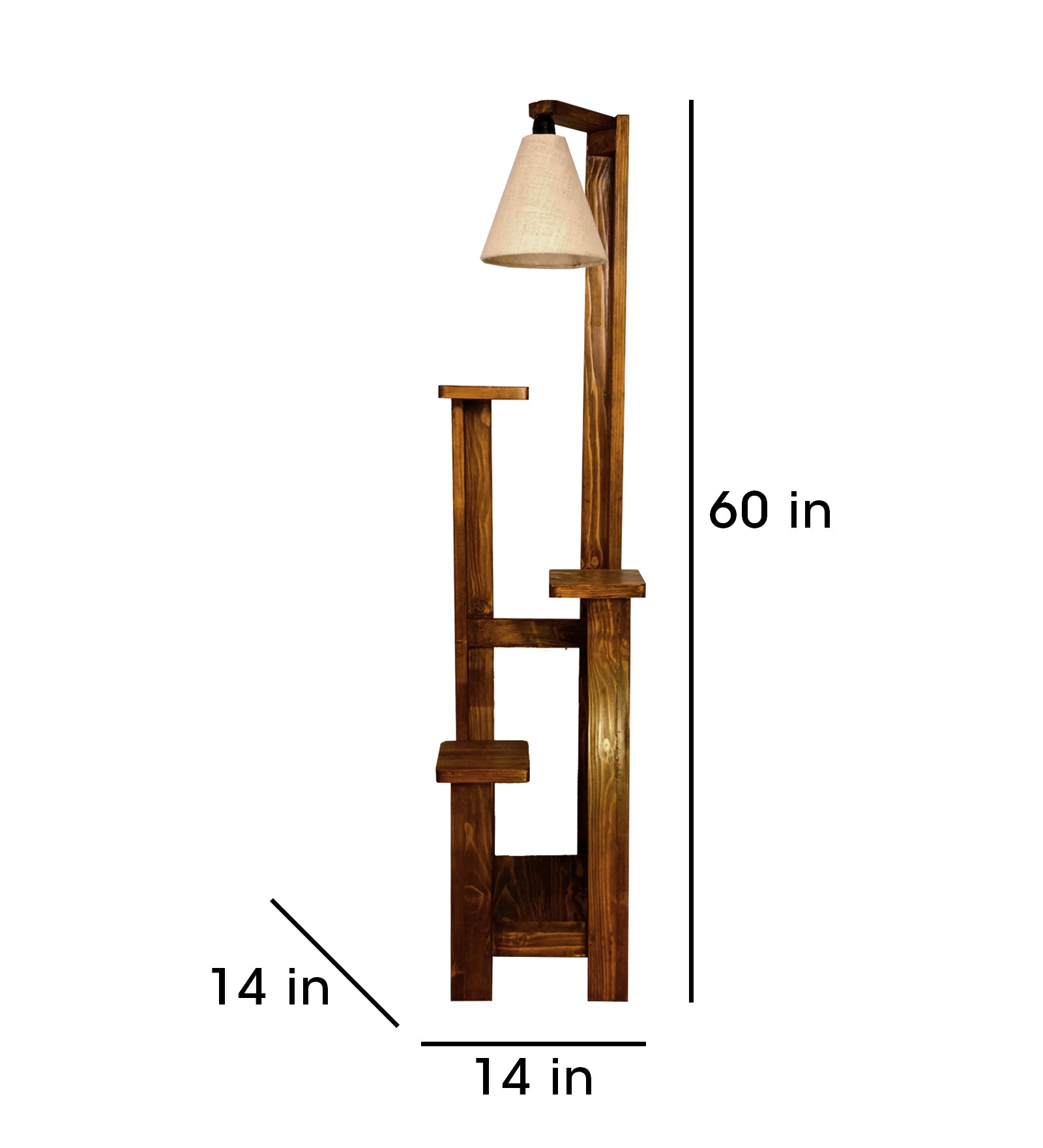 Dorian Wooden Floor Lamp with Brown Base and Jute Fabric Lampshade (BULB NOT INCLUDED)