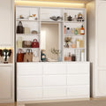 Spacious 9-Drawer 7-Shelf Wardrobe – Wooden Closet with Full-Length Mirror