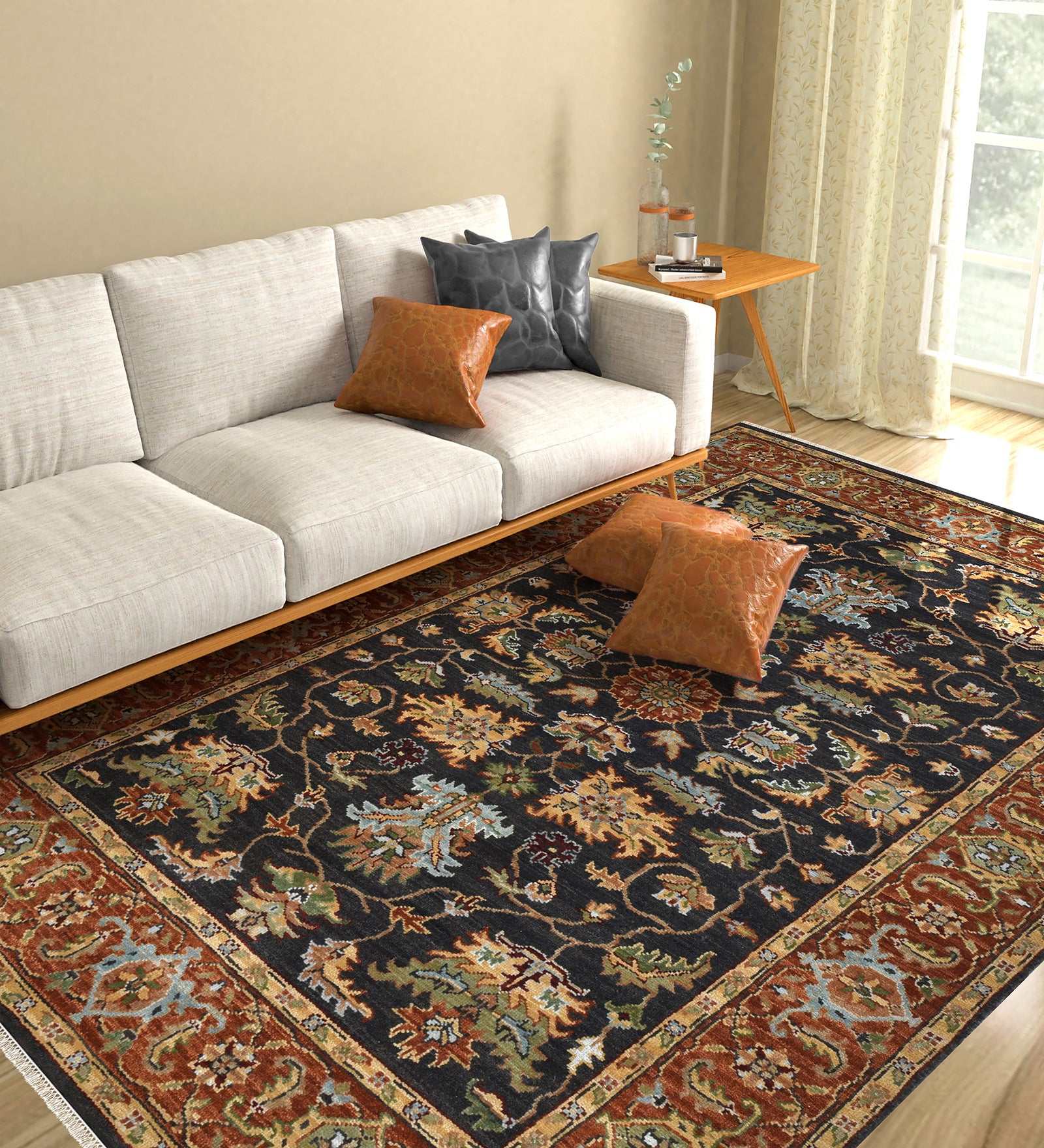 Creneau Traditional Pattern Hand Knotted  Rectangle Anti-Skid Designer Carpet, Prayer Rug For Office Cabins, Small Living Spaces - 4'x6'