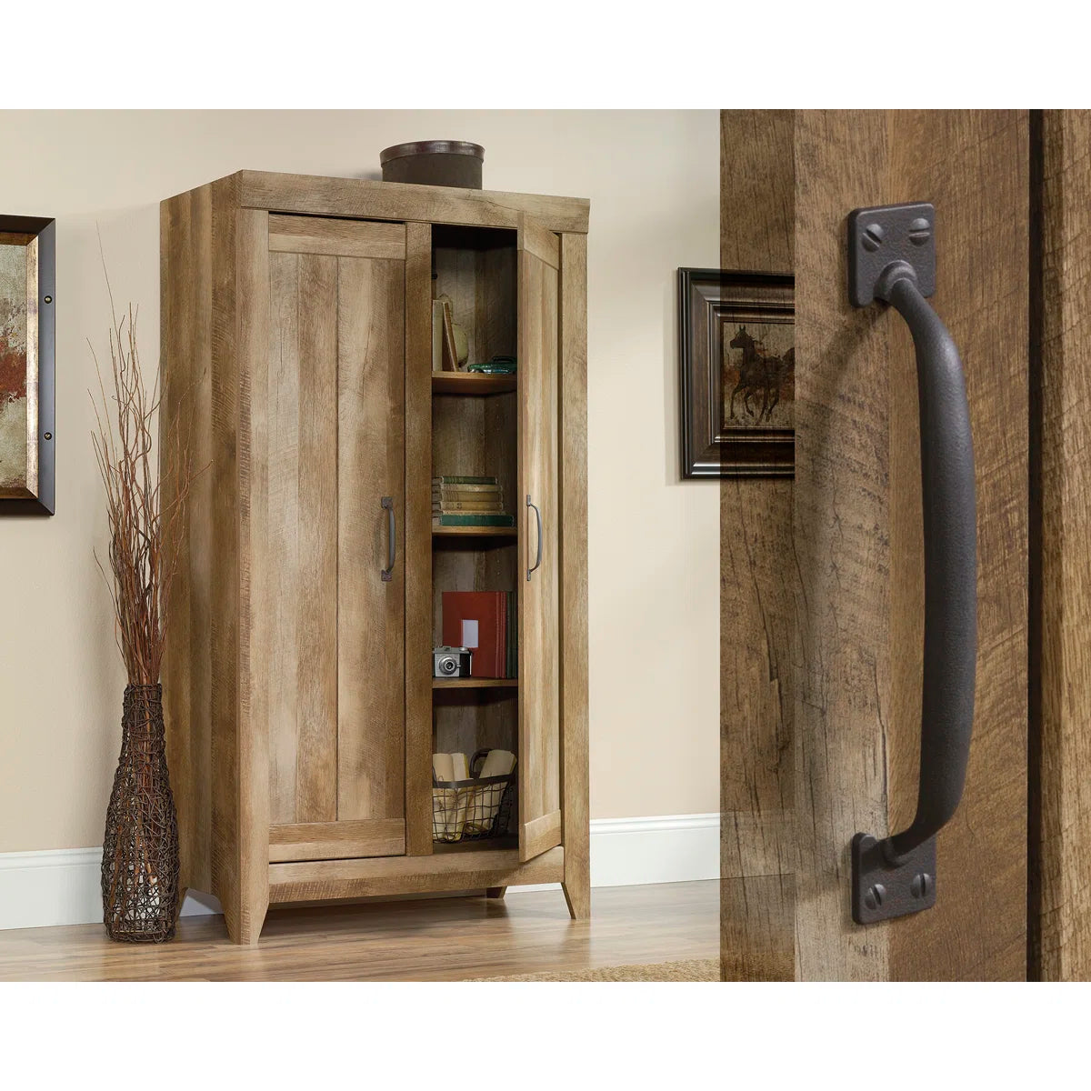 Fullon Wide Wooden Storage Cabinet – Contemporary Organizer with Shelves & Doors-OUCH CART |Wardrobe 