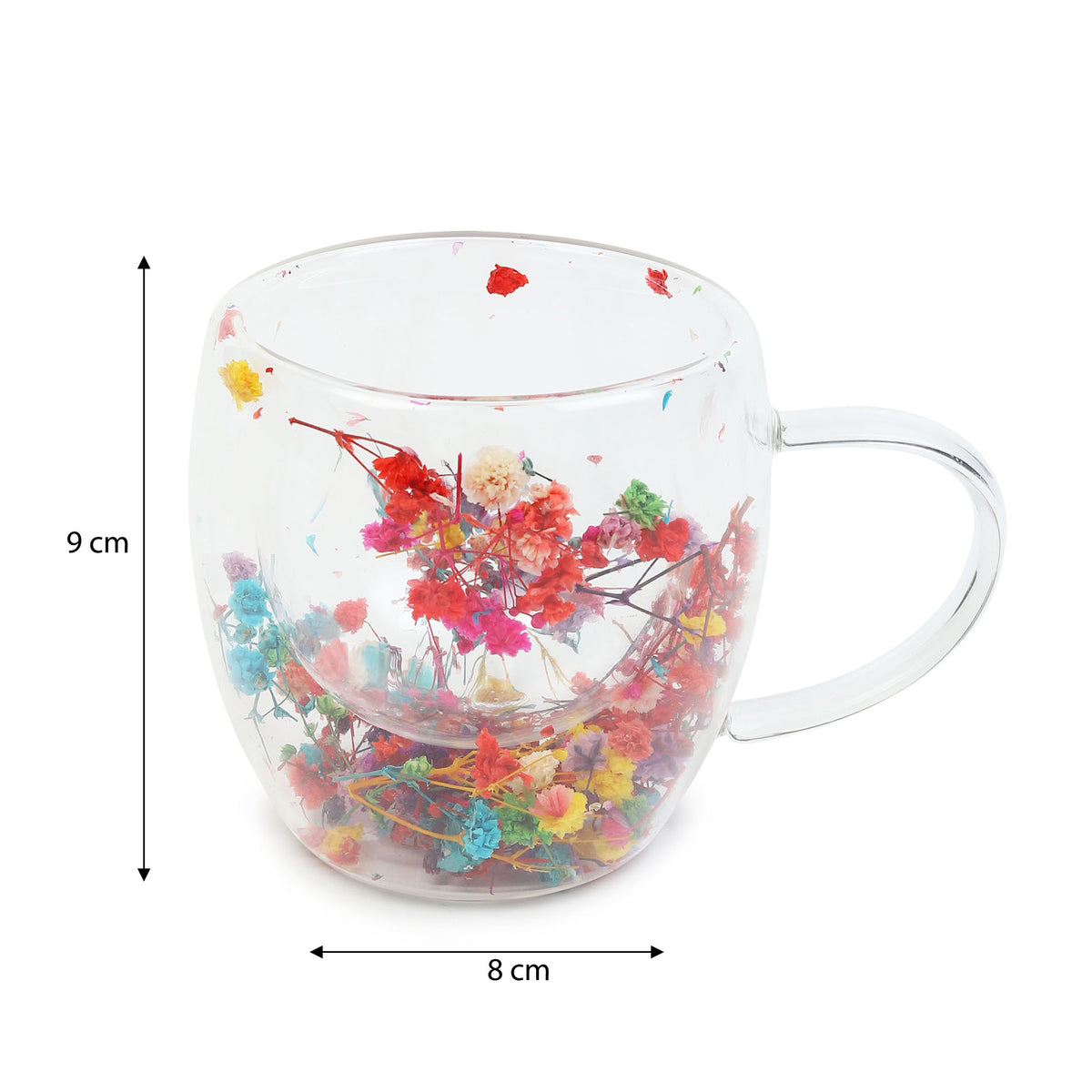 Dahlia multicoloured Glass Mug Small - OUCHCART