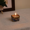 ocean breeze blue Scented candle glass jar with Golden ring