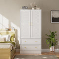 Ayara 2-Door Armoire Wardrobe – Wide Drawers and Hanging Rod for Bedroom
