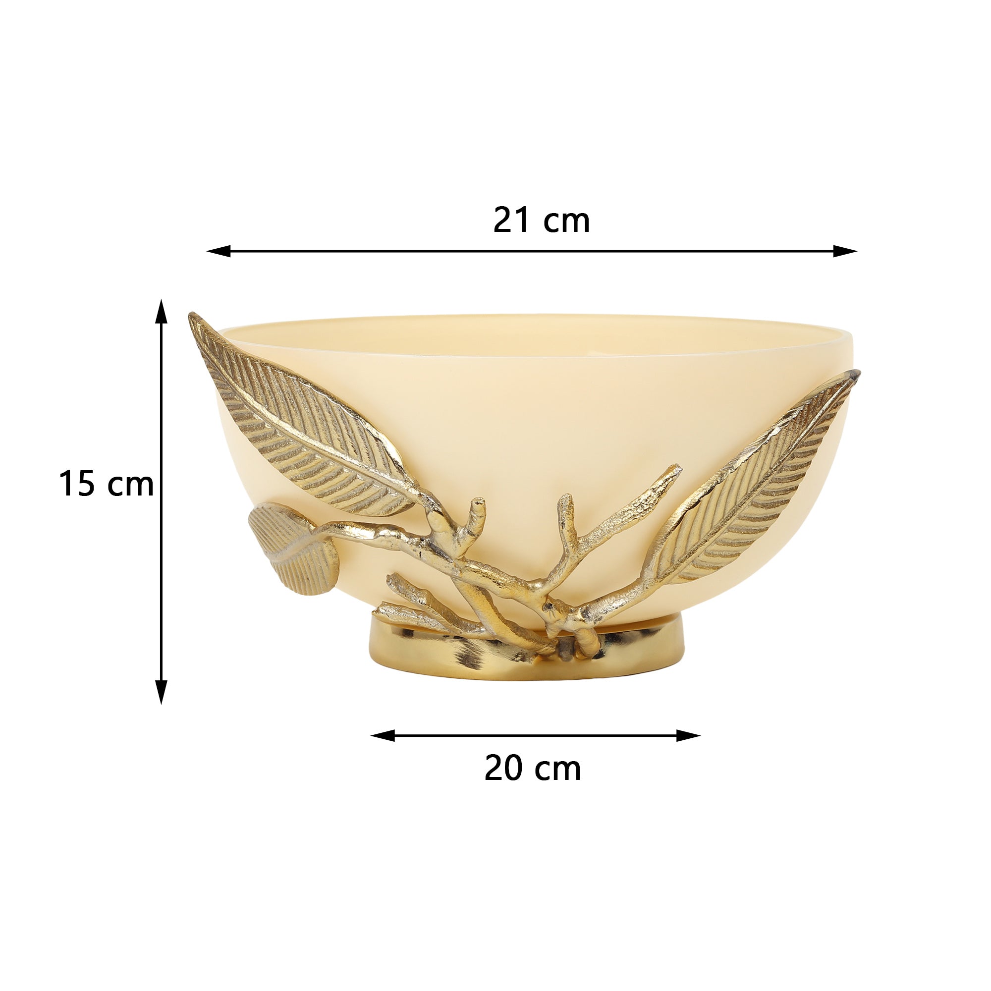 Enchanted Vine Glass Bowl in Cream and Gold