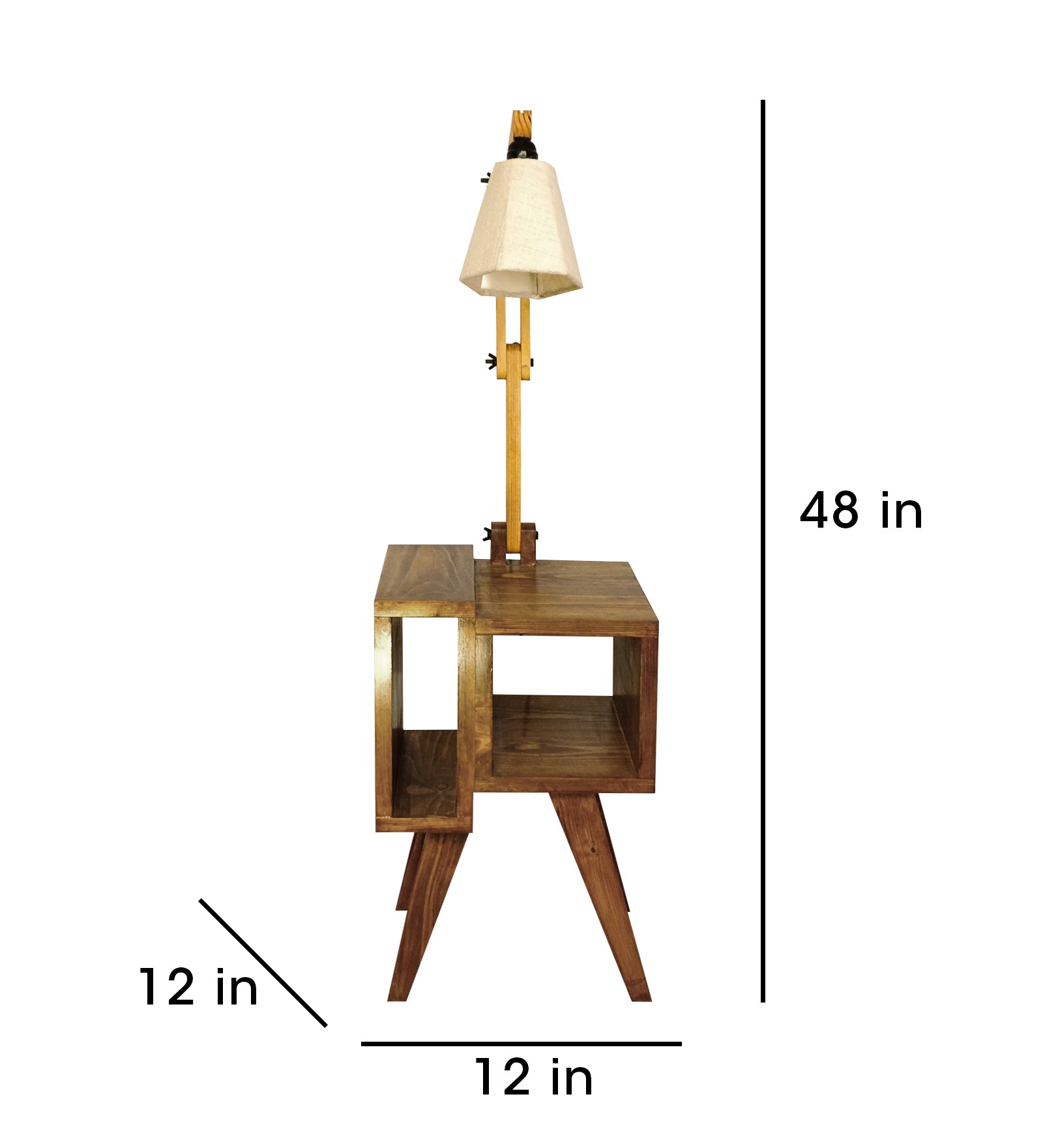 Noel Wooden Floor Lamp with Brown Base and Jute Fabric Lampshade (BULB NOT INCLUDED)