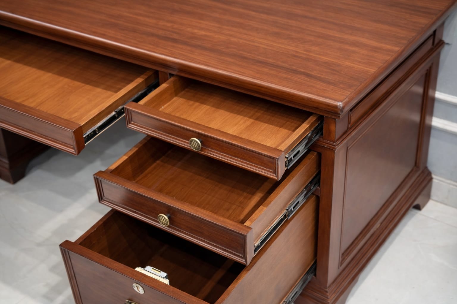 Classic Wooden Executive Office Table with Storage Drawers | Premium Work Desk