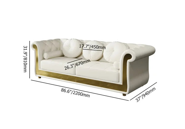 3-Seater Sofa with 5 Pillows White