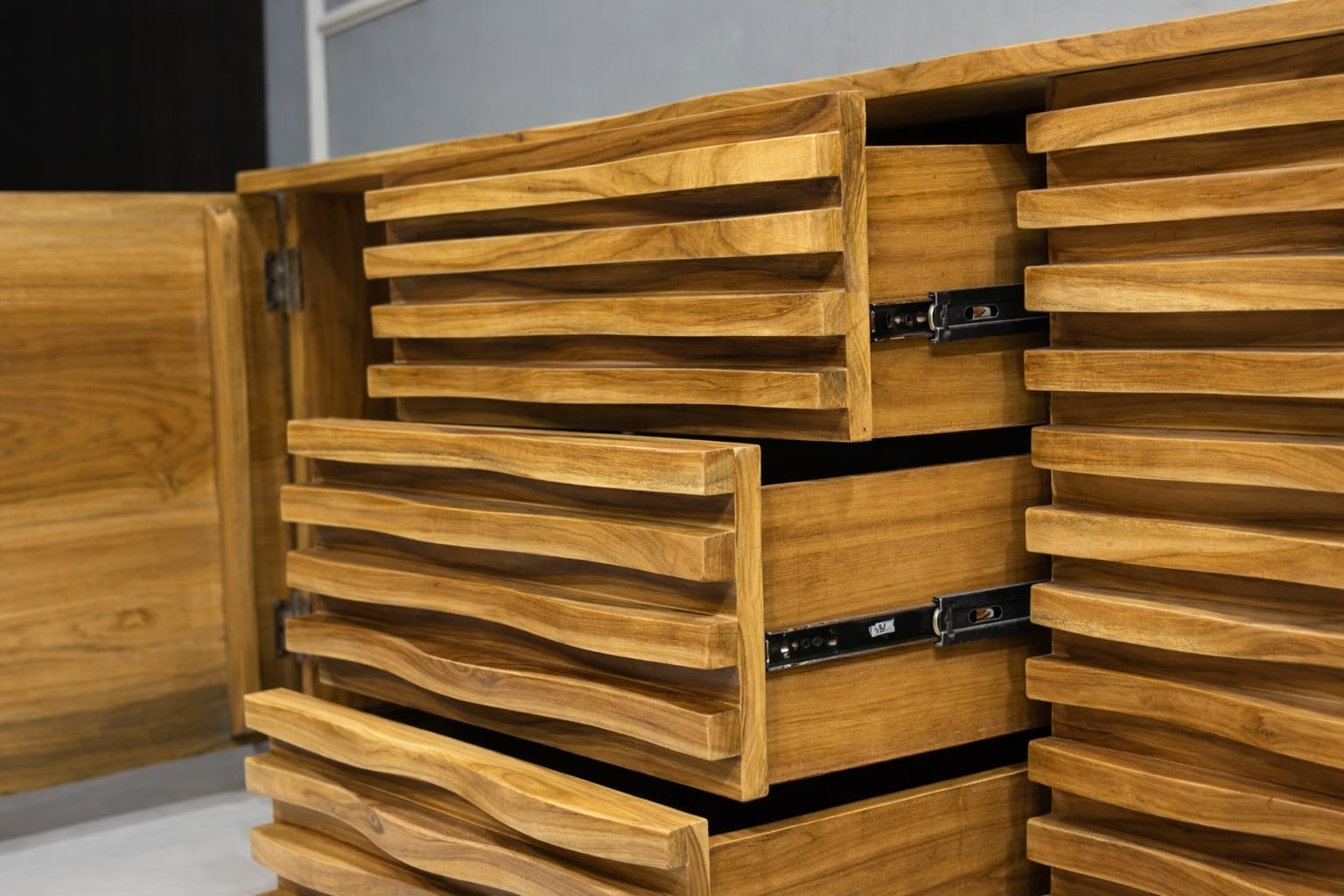 Modern Wooden Executive Office Table with Textured Front | Premium Office Desk