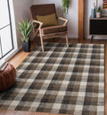 Khaki Wool Tartan 8X10 Feet Hand-Tufted Carpet - Rug